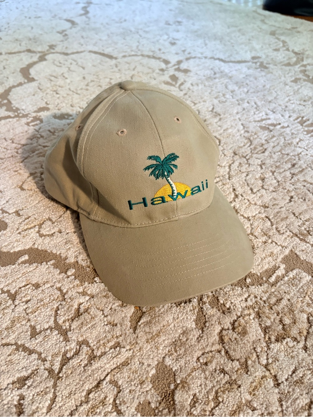 Hawaii Embroidered Palm Baseball Cap - Tan